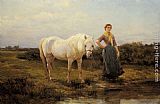 Heywood Hardy Noonday taking a Horse to Water painting